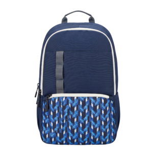 blue design printed college bag